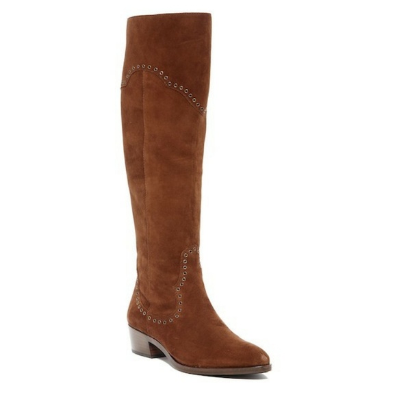 Frye Shoes - Frye Ray Grommet OTK Boot Suede Studded Leather 8